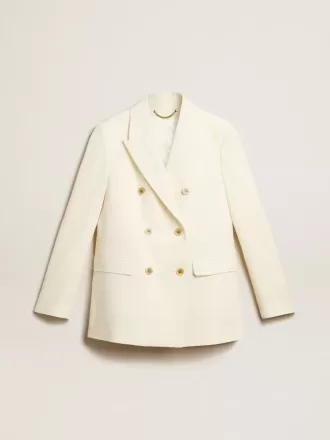 Damesblazer met dubbele knoopsluiting in oudwit