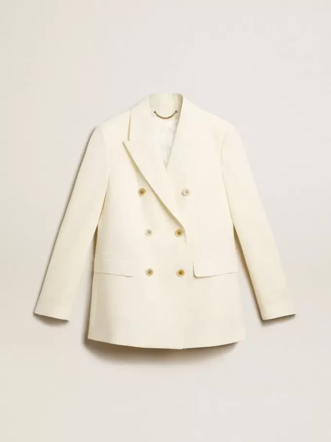 Damesblazer met dubbele knoopsluiting in oudwit