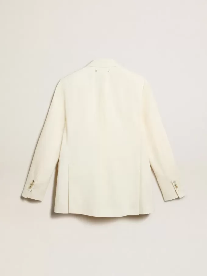 Damesblazer met dubbele knoopsluiting in oudwit