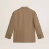 Damesblazer met enkele knoopsluiting in zandkleurig visgraatmotief