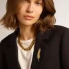 Damesblazer met enkele knoopsluiting van donkerblauwe wollen gabardine