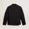 Damesblazer met enkele knoopsluiting van donkerblauwe wollen gabardine