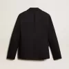 Damesblazer met enkele knoopsluiting van donkerblauwe wollen gabardine