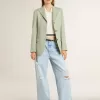Damesbroek in denim met doorleefd effect