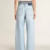 Damesbroek in denim met doorleefd effect