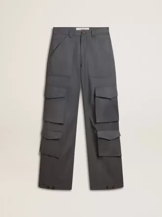 Damescargobroek in babyblauwe wol