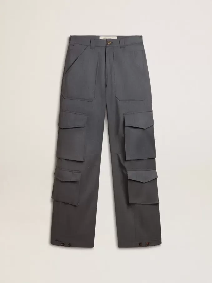 Damescargobroek in babyblauwe wol