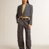 Damescargobroek in babyblauwe wol