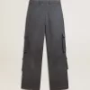 Damescargobroek in babyblauwe wol