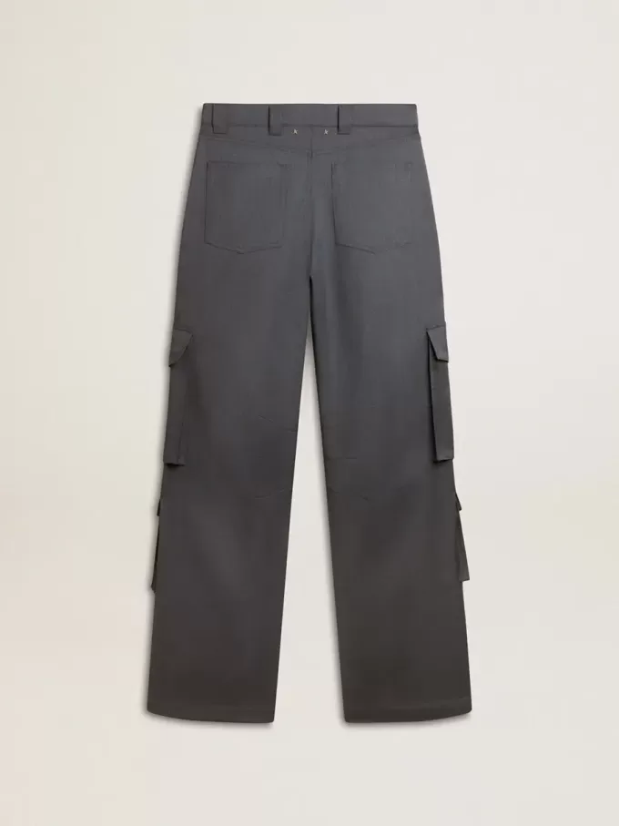 Damescargobroek in babyblauwe wol