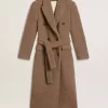 Damesjas met dubbele knoopsluiting van beige wolmix