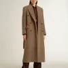 Damesjas met dubbele knoopsluiting van beige wolmix