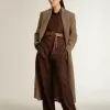 Damesjas met dubbele knoopsluiting van beige wolmix