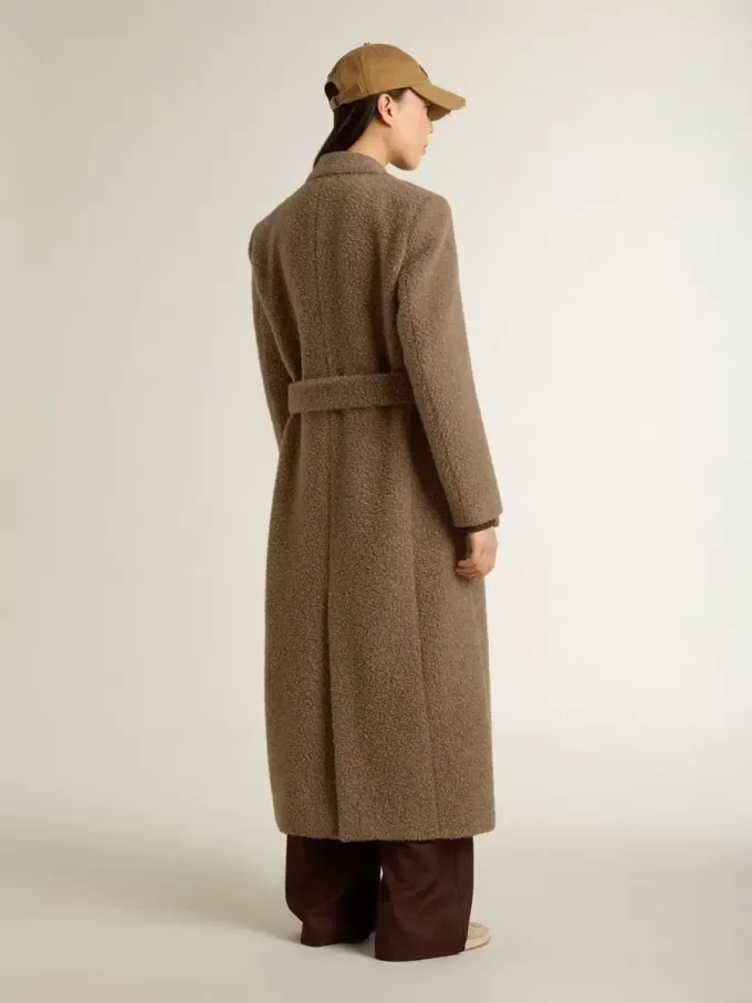 Damesjas met dubbele knoopsluiting van beige wolmix