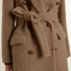 Damesjas met dubbele knoopsluiting van beige wolmix