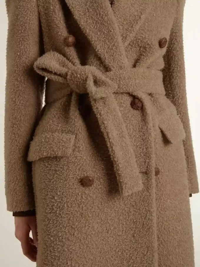 Damesjas met dubbele knoopsluiting van beige wolmix