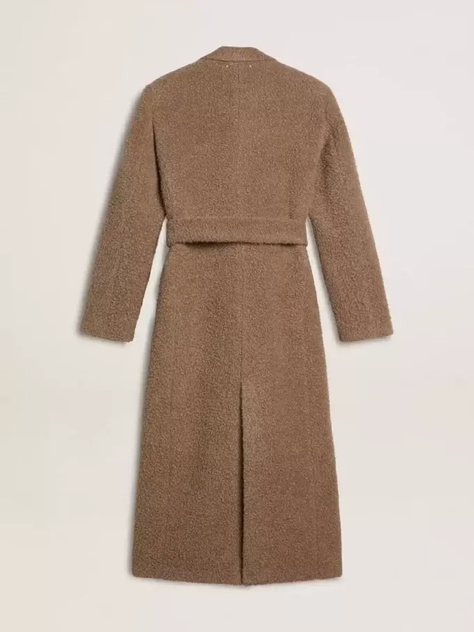 Damesjas met dubbele knoopsluiting van beige wolmix