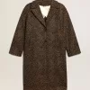 Damesjas met enkele rij knopen van wol met jacquardmotief