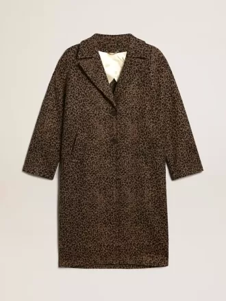 Damesjas met enkele rij knopen van wol met jacquardmotief