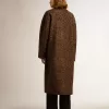 Damesjas met enkele rij knopen van wol met jacquardmotief