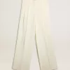 Damesjoggingbroek van verouderde witte wolmix