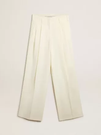 Damesjoggingbroek van verouderde witte wolmix