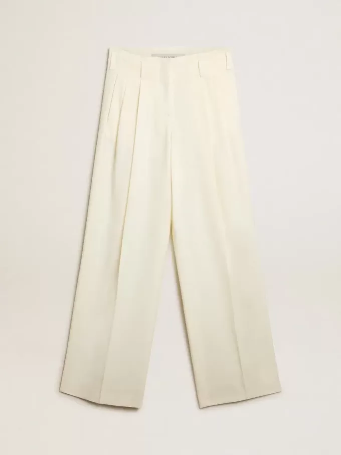 Damesjoggingbroek van verouderde witte wolmix