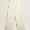 Damesjoggingbroek van verouderde witte wolmix