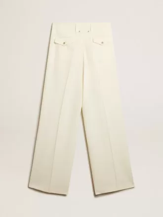 Damesjoggingbroek van verouderde witte wolmix