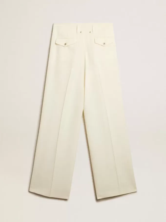 Damesjoggingbroek van verouderde witte wolmix