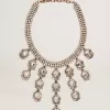 Damesketting in antiek goudkleur met druppelvormige kristallen