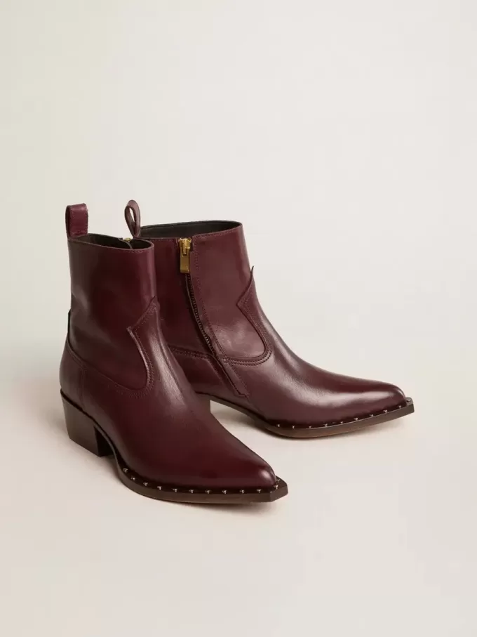 Dameslaarzen Debbie in bordeauxrood leer