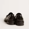 Damesloafers met studs van zwart leer