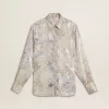 Damesoverhemd met veelkleurige bloemenprint met pailletten