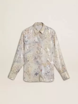 Damesoverhemd met veelkleurige bloemenprint met pailletten