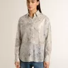 Damesoverhemd met veelkleurige bloemenprint met pailletten
