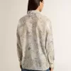 Damesoverhemd met veelkleurige bloemenprint met pailletten