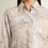 Damesoverhemd met veelkleurige bloemenprint met pailletten