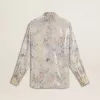 Damesoverhemd met veelkleurige bloemenprint met pailletten
