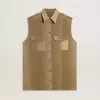 Damesoverhemdjurk in zandkleurig denim met militaire details