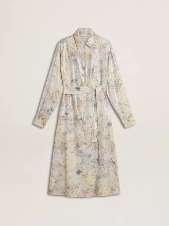 Damesoverhemdjurk met veelkleurige bloemenprint met pailletten