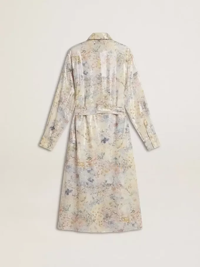 Damesoverhemdjurk met veelkleurige bloemenprint met pailletten
