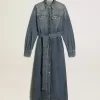 Damesoverhemdjurk van denim met riem