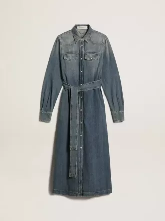 Damesoverhemdjurk van denim met riem