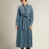 Damesoverhemdjurk van denim met riem