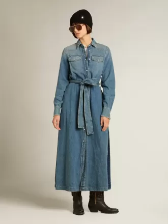 Damesoverhemdjurk van denim met riem