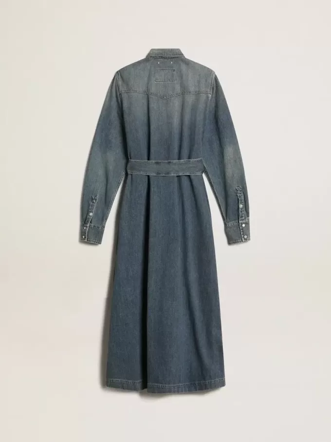 Damesoverhemdjurk van denim met riem