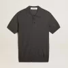 Damespoloshirt van antraciet merinowol