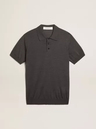 Damespoloshirt van antraciet merinowol