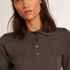 Damespoloshirt van antraciet merinowol